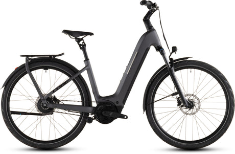 CUBE Kathmandu Hybrid Comfort Pro 800 Easy Entry (2026) Slabgrey´n´Black — step-through e-bike, side view