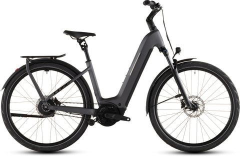 CUBE Kathmandu Hybrid Comfort Pro 800 Easy Entry (2026) Slabgrey´n´Black — step-through e-bike, side view