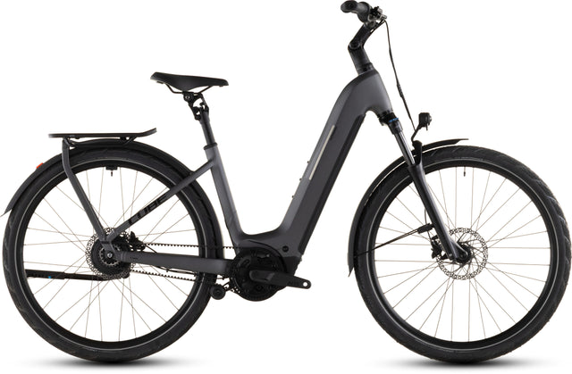 CUBE Kathmandu Hybrid Comfort Pro 800 Easy Entry (2026) Slabgrey´n´Black — step-through e-bike, side view