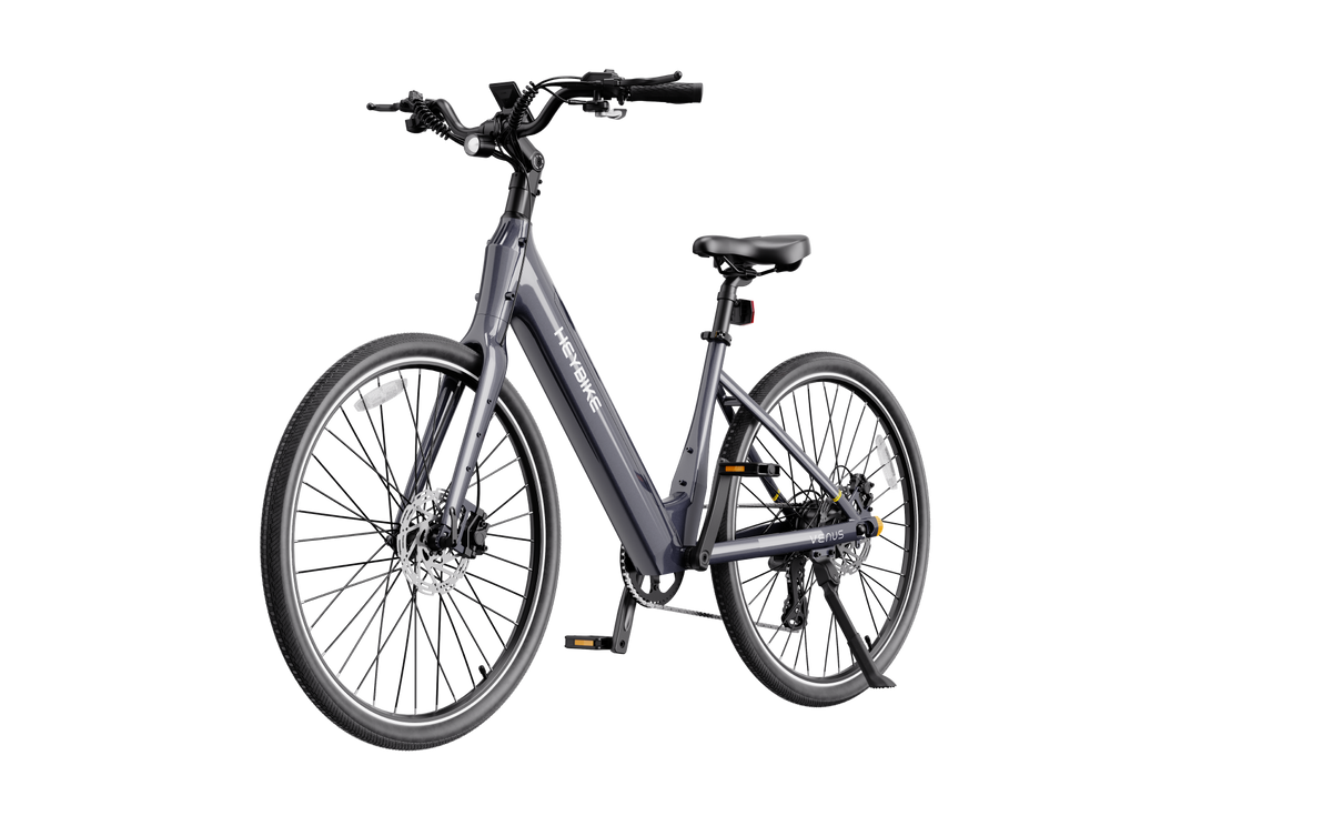 Heybike Venus front three-quarter view