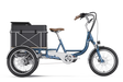 Letrigo Robin electric cargo trike, Blue, side view with cargo box