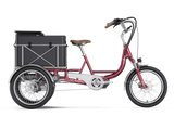 Letrigo Robin electric cargo trike, Blue, three-quarter view with rear seat