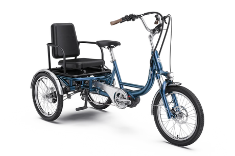 Letrigo Robin electric cargo trike, Blue, with cargo box and front basket