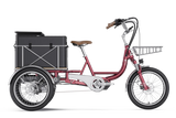 Letrigo Robin electric cargo trike, Red, with cargo box and front basket