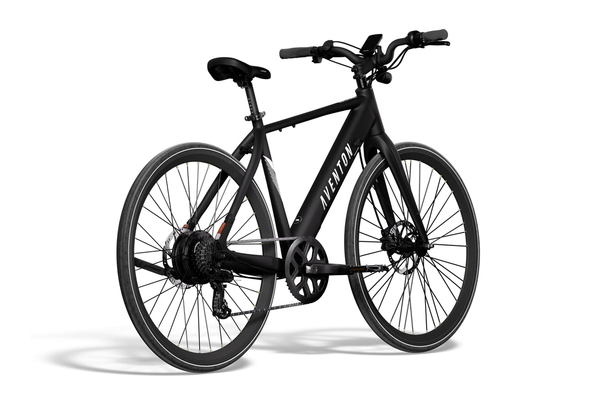 Aventon Soltera 2.5 — Matte Midnight Black, rear three-quarter