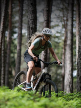 Riding the Amflow TL Carbon on a forest trail